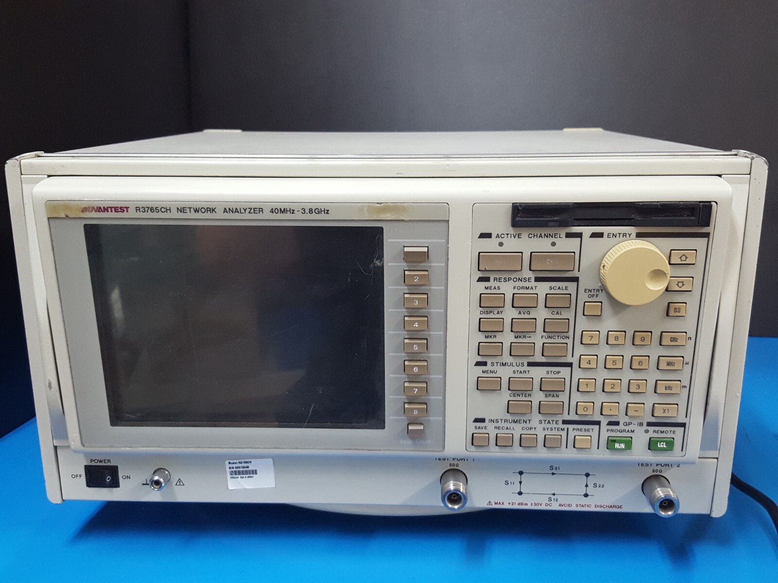 Advantest R3765CH: Network Analyzer, 40MHz-3.8GHz, Not working (0048)