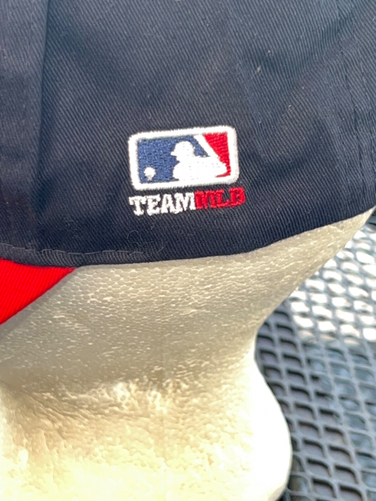 Atlanta Braves Blue Hat Cap with White Script A Red Bill Hook Loop EUC