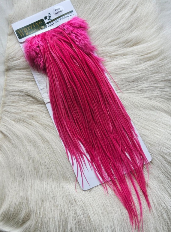 Whiting "" Dry Fly  Full Saddle,, Color;  Cream/Pink.   Free Shipping.