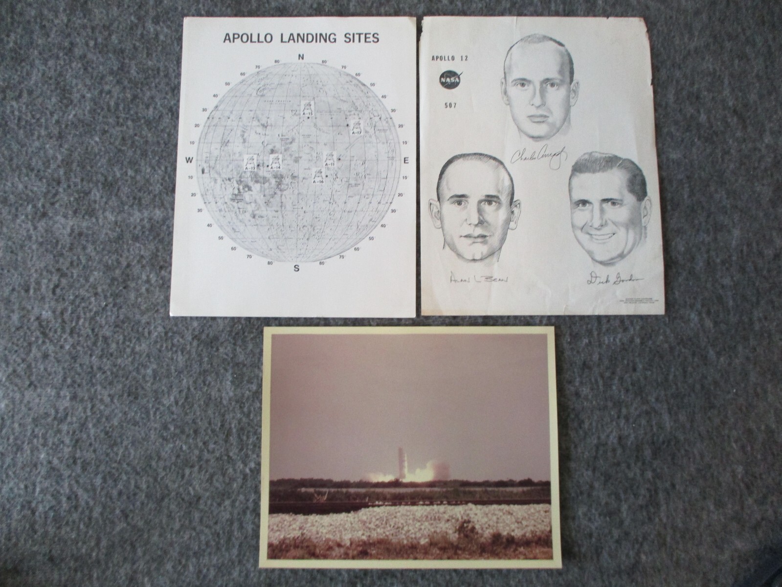 1969-72 NASA APOLLO 12 LAUNCH 1ST GEN PHOTO "A KODAK PAPER"+POSTER+LANDING SITES