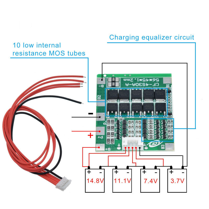 4S 30A 14.8V Li-ion Lithium 18650 Battery BMS Packs PCB Protection Board Balance