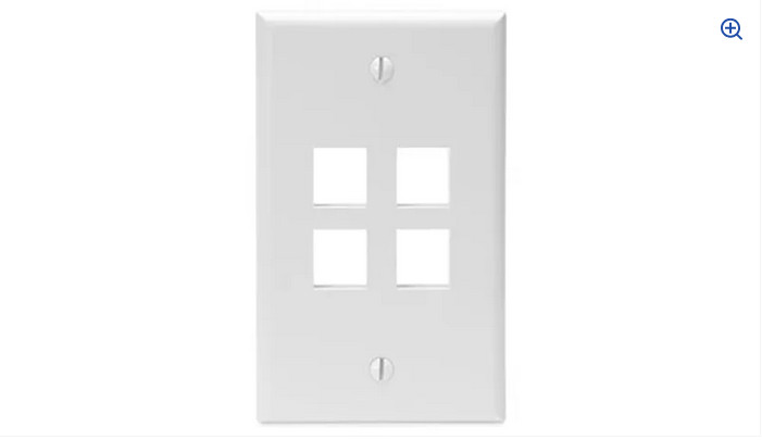 Leviton C42-41080-4WP Quickport Wallplate, Single Gang, 4-Port, White - 25 Pack