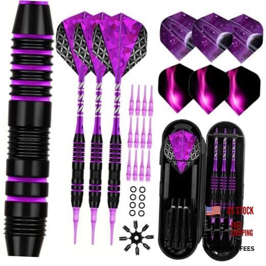 Soft Tip Darts Set - Darts Plastic Tip Sets,3 Aluminum Shaft Purple