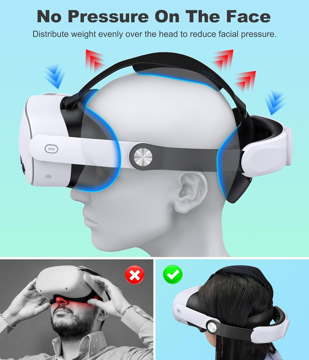 Meta Quest 3 Head Strap Soft Padding Adjustment