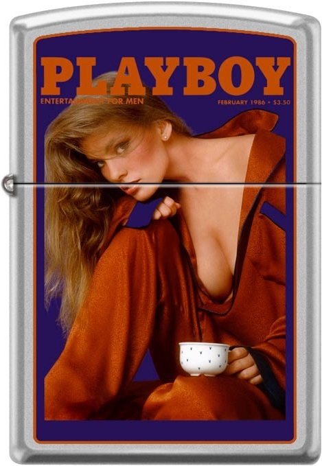 Zippo Playboy February 1986 Cover Satin Chrome Windproof Lighter NEW RARE