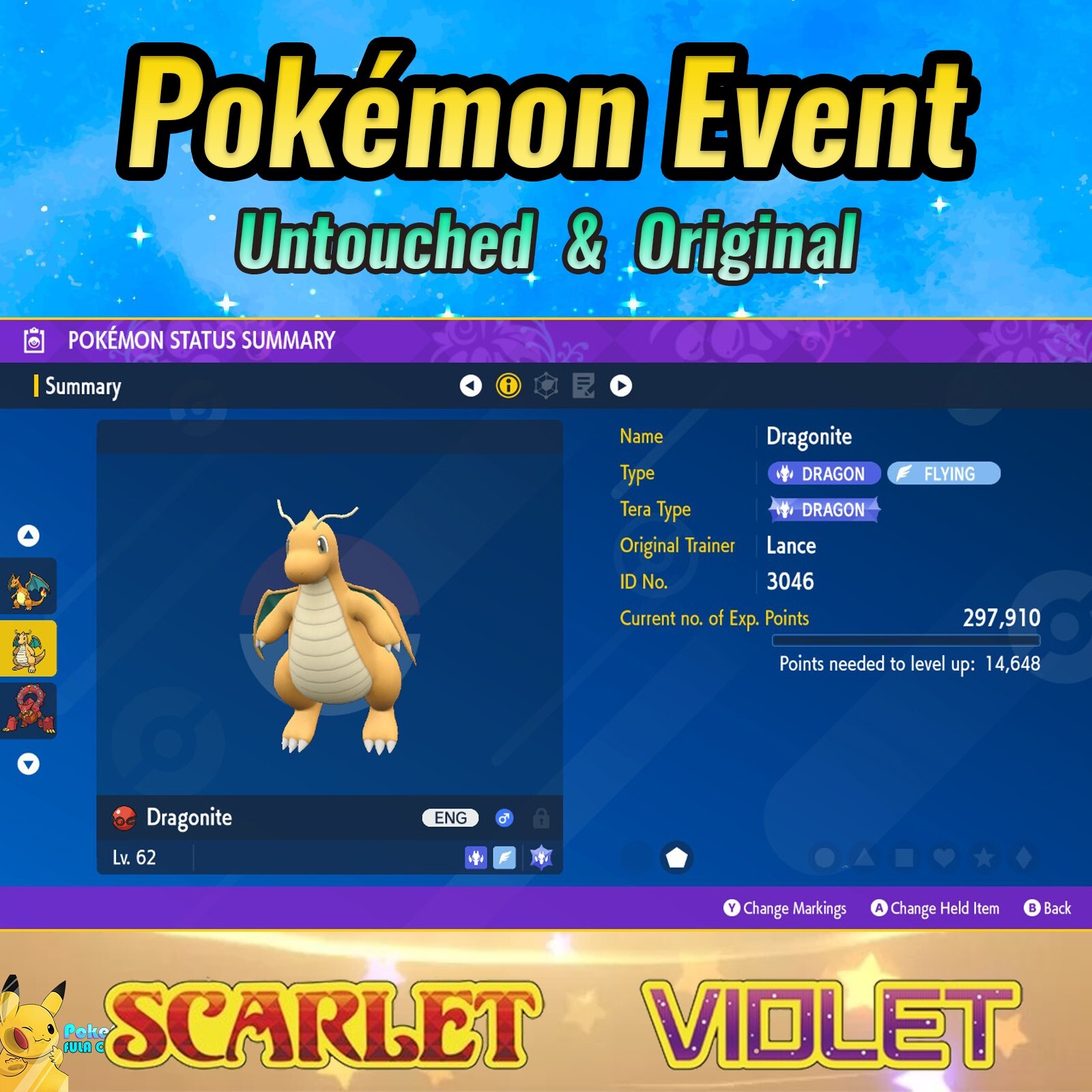 Dragonite 🟣Event Lance's Dragonite 🟣 Pokémon Scarlet & Violet 🟣 UNTOUCHED