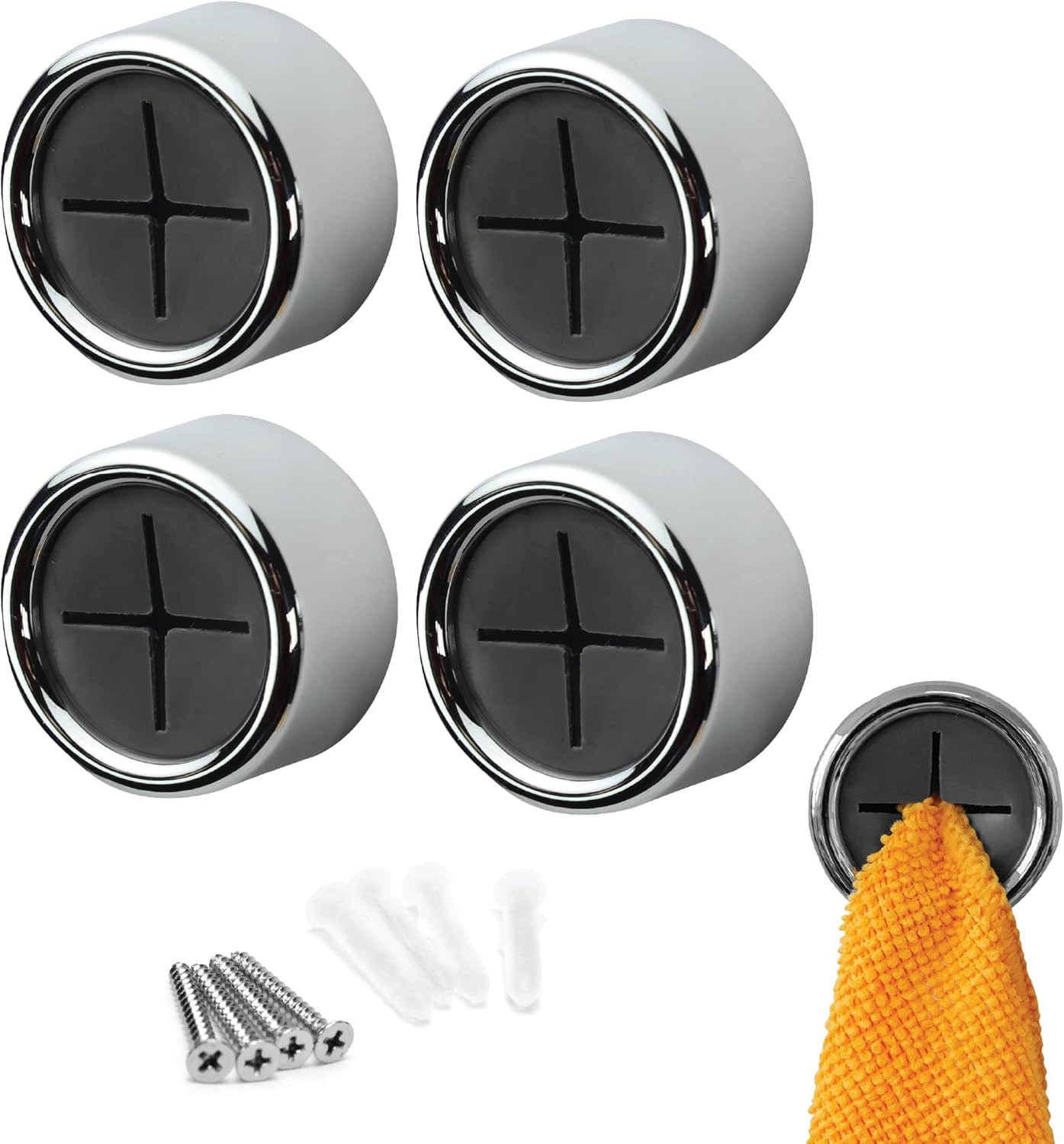 S&T INC. Round Adhesive Push Towel Hooks for Kitchen, Hand and Dish Gray