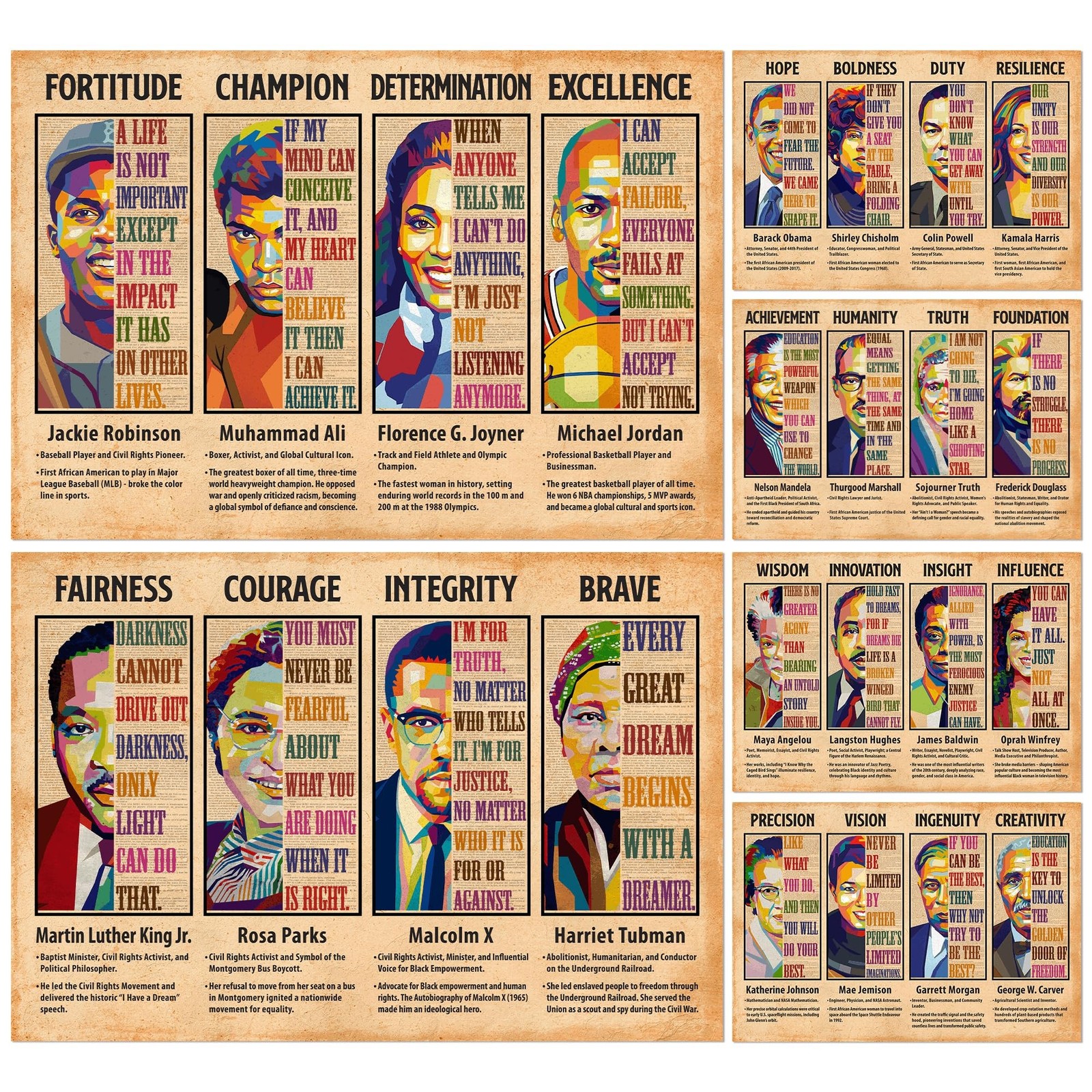 6 Pcs Black History Month Posters for Classroom, 11x16in Black History Month ...