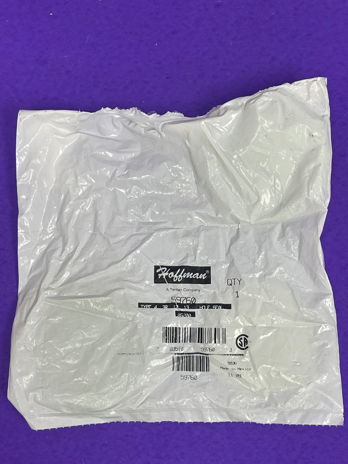 Hoffman 59760 AS200 Hole Seal for 2" Conduit, ANSI 61 Gray