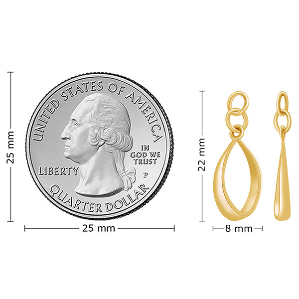Reversible Drop Dangle Earrings Jackets 14K Yellow Gold Plated Sterling Silver