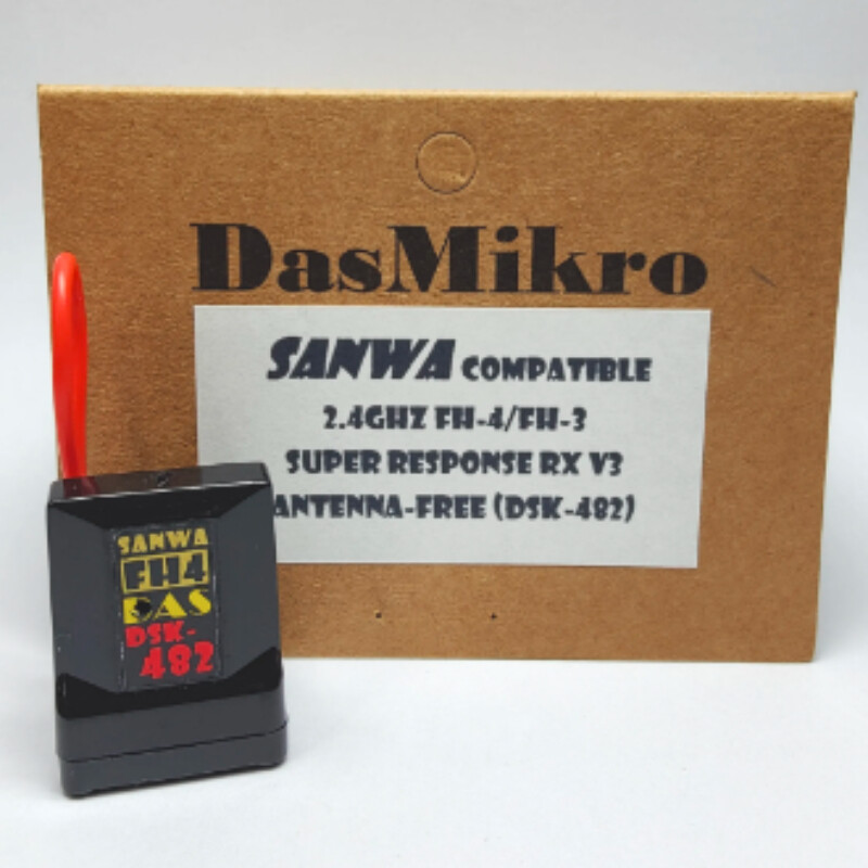 DASMIKRO SANWA SUPER RESPONSE FREE ANTENNA 4CH RECEIVER V3 FH-3 -4 FOR DSK-482N
