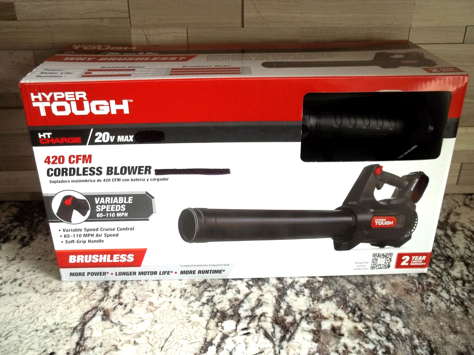 NEW HYPER TOUGH 20V Max 110 mph 420 Cfm Brushless Blower 20Volt - Tool Only