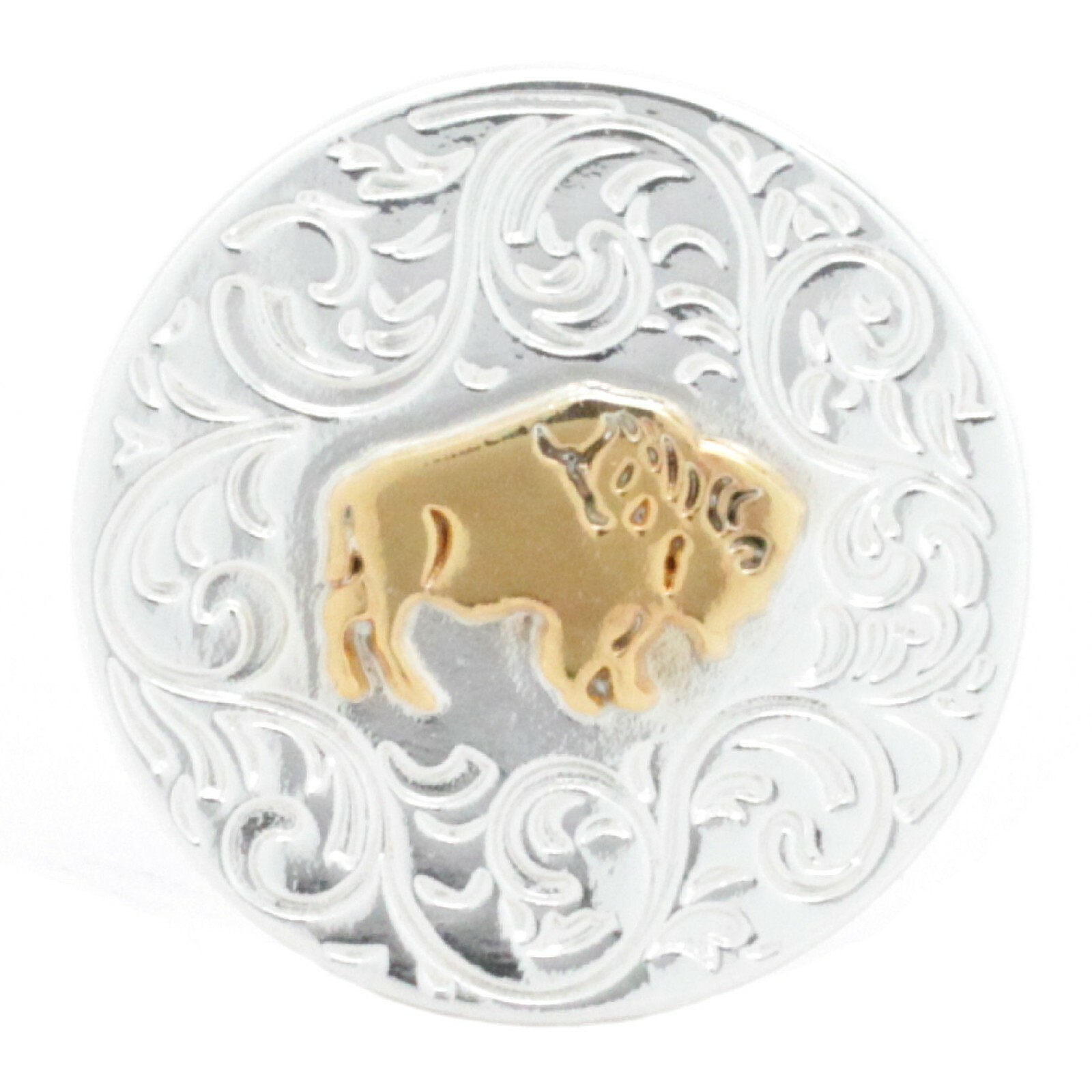 Buffalo Screw Back Concho Silver and Gold 1-1/4" 7214-01
