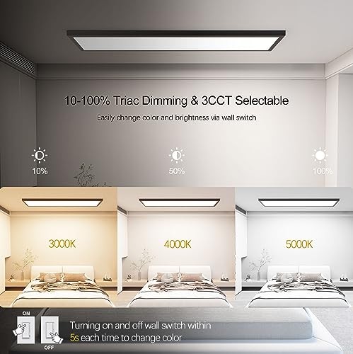 6PACK 1x4 LED Flat Panel Light Surface Mount LED Ceiling 1x4FT 6PACK Black