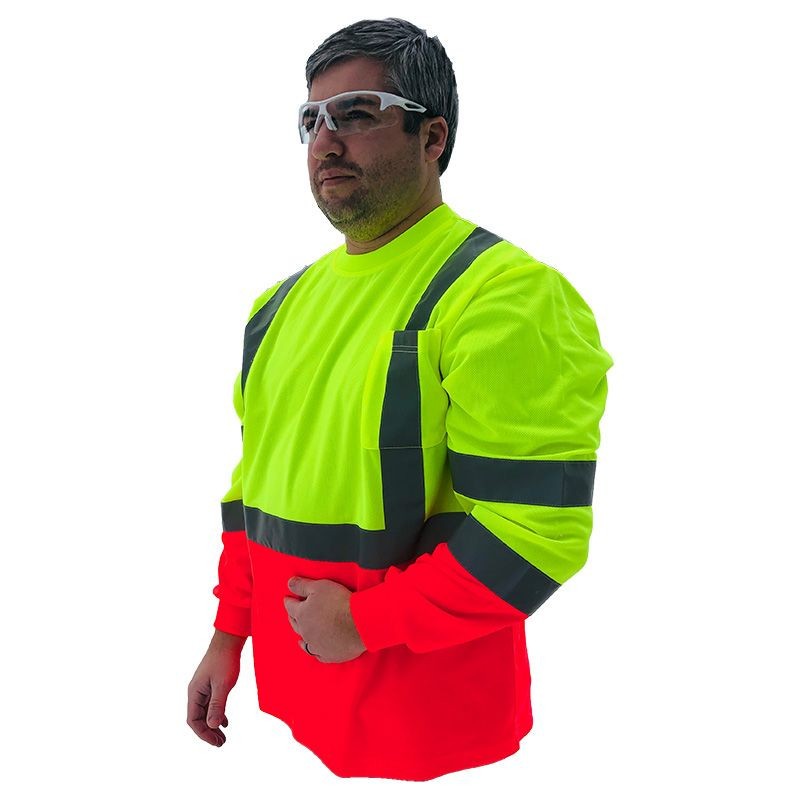 Forester Hi-Vis Red Bottom Class 3 Reflective Safety Long Sleeve Shirt - Safety