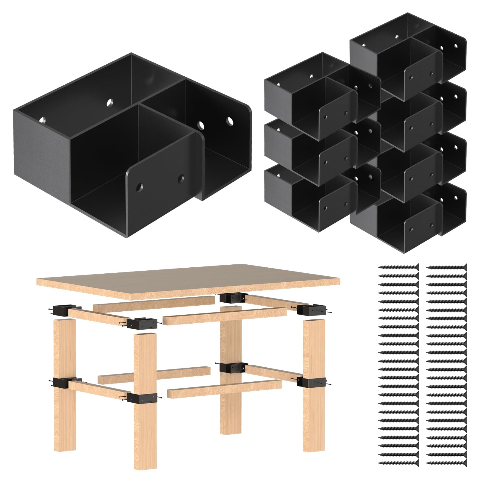 Heavy Duty Workbench Bracket Kit 4 Pcs 3-Way Right Angle Corner Brackets for ...