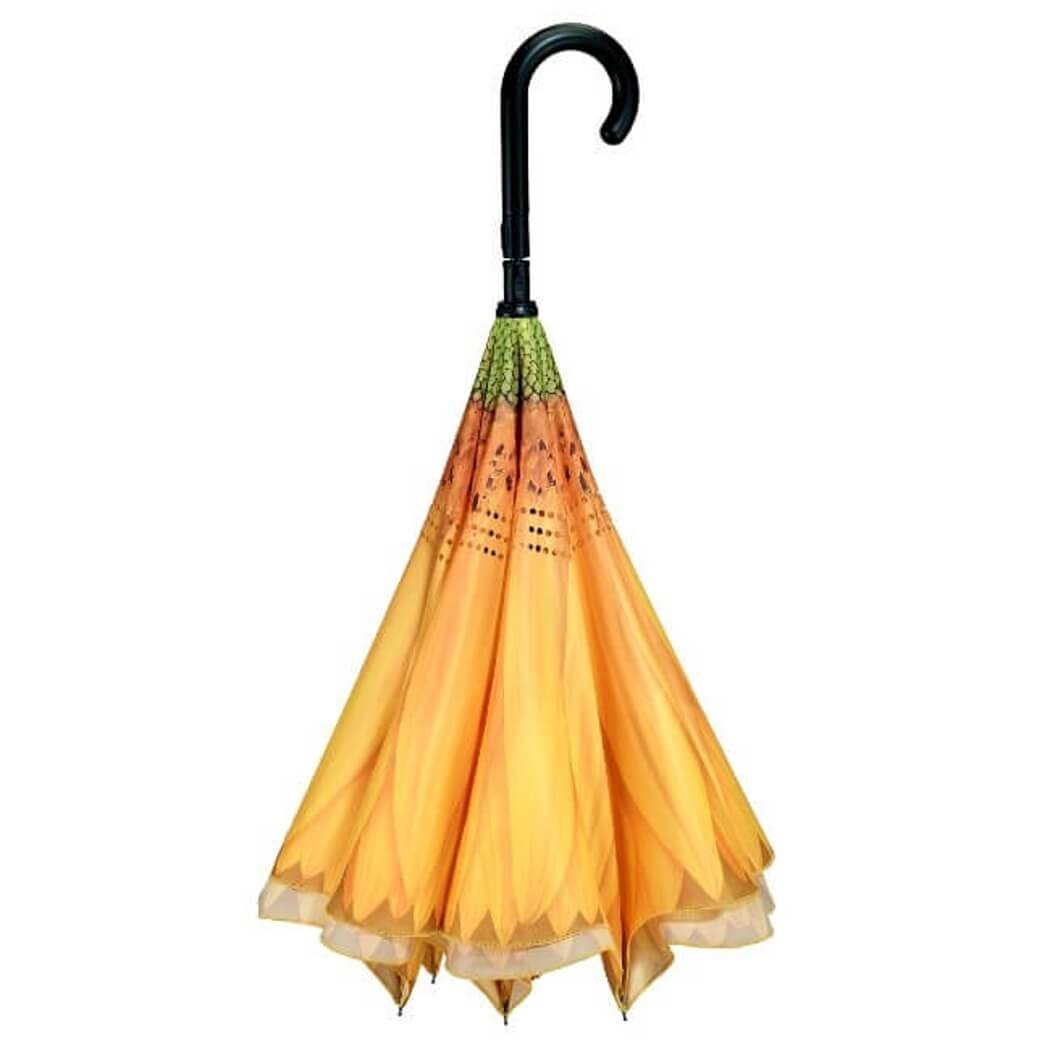 Galleria Sunflower Stick Umbrella Reverse Close, Yellow