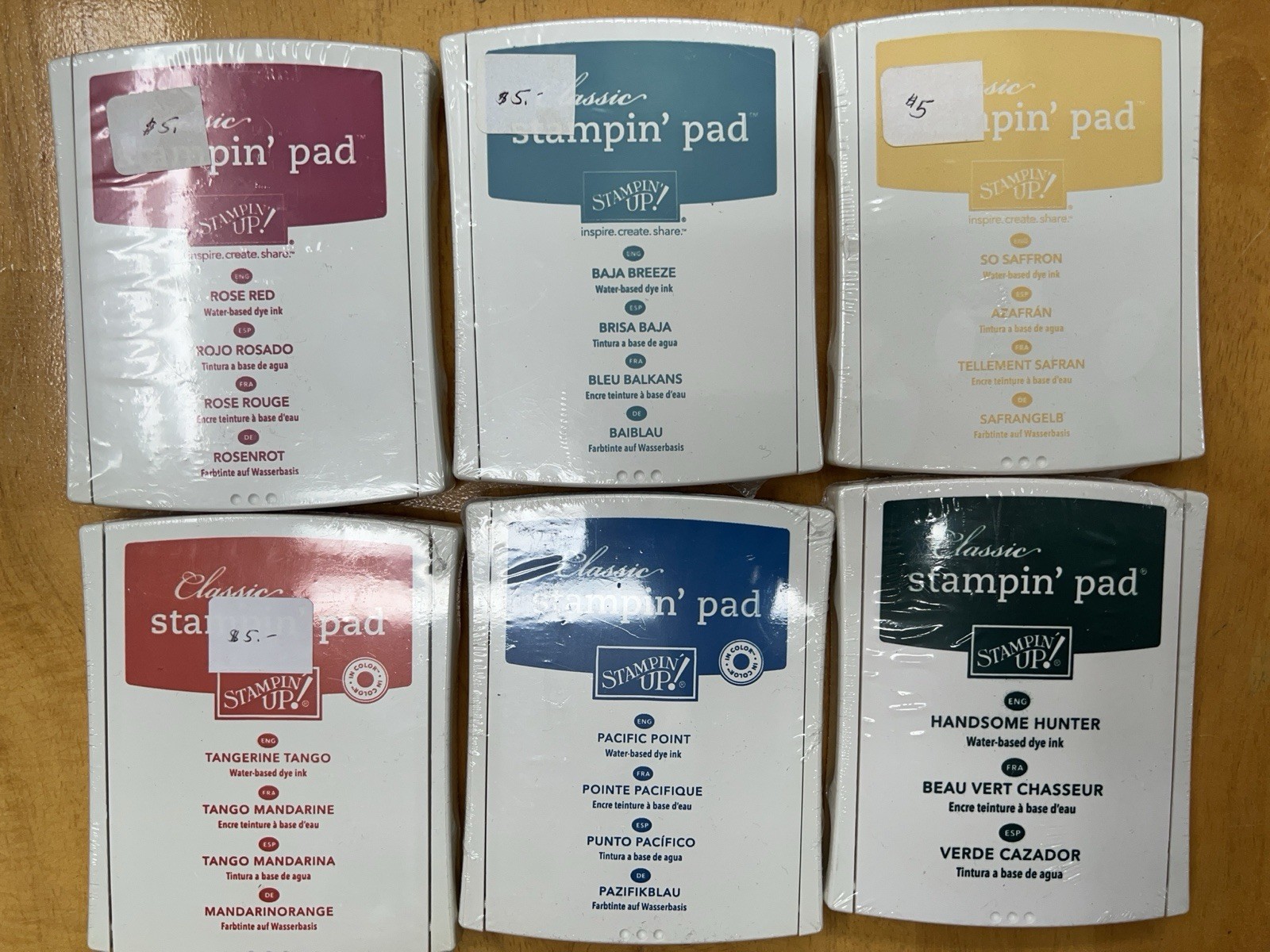 Stampin' Up! Classic Ink Pads Sealed- Lot Of 6- Tangerine Tango, Rose Red, Baja