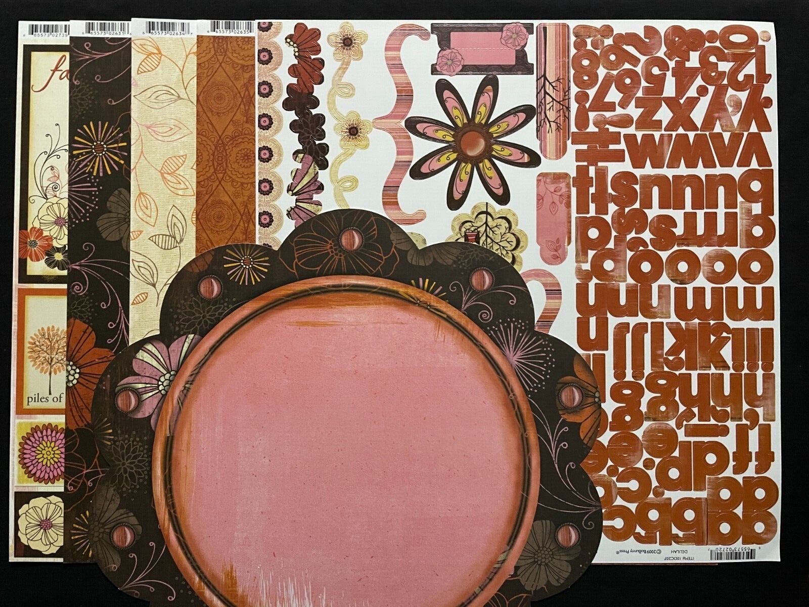BO BUNNY "DELILAH" 12X12 CS DS PAPERS, CUT-OUTS, ALPHA/SHAPES STICKERS, DIE CUT