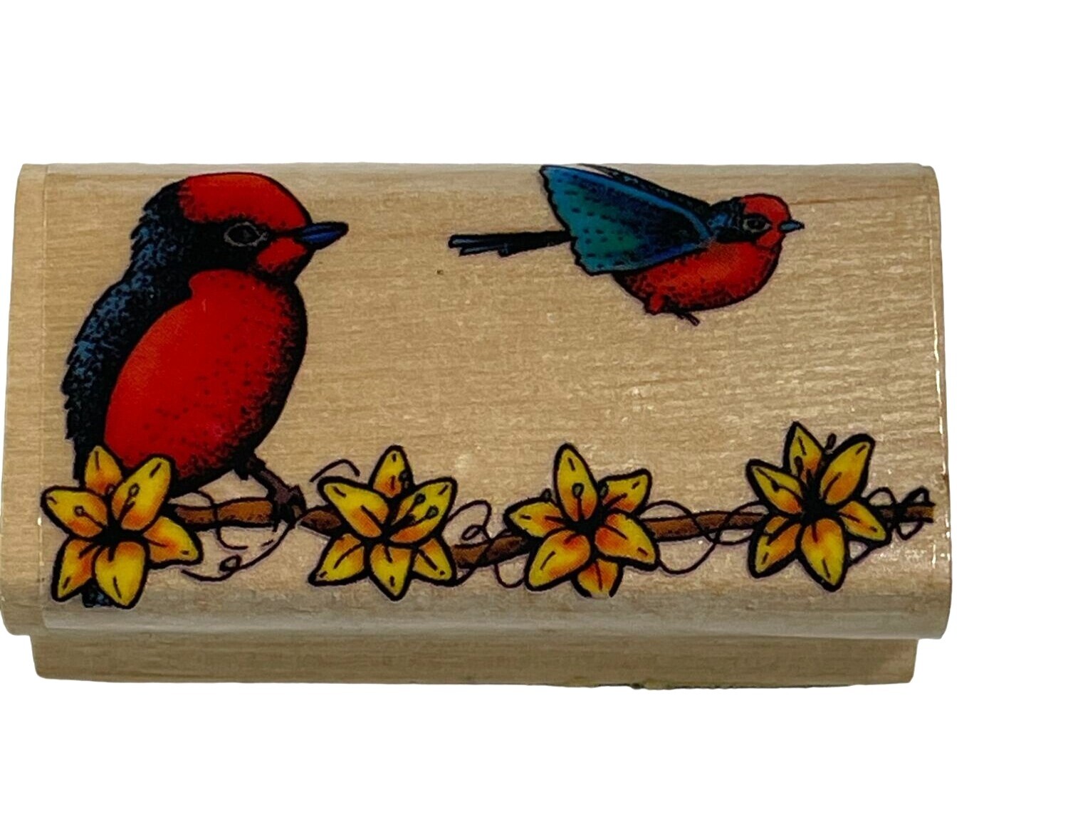 Sky Kids Mounted Rubber Stamp Bluebirds Floral Branch NEW NO INK