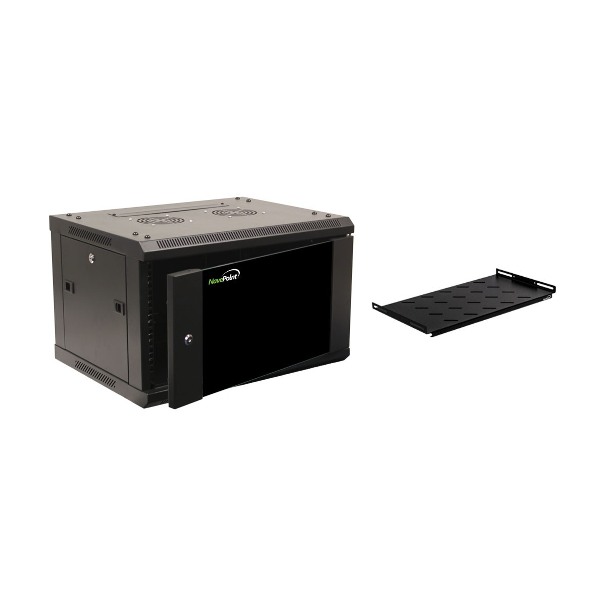 6U Wall Mount Network Server 19" Cabinet Rack Enclosure Glass Door Lock W/Shelf