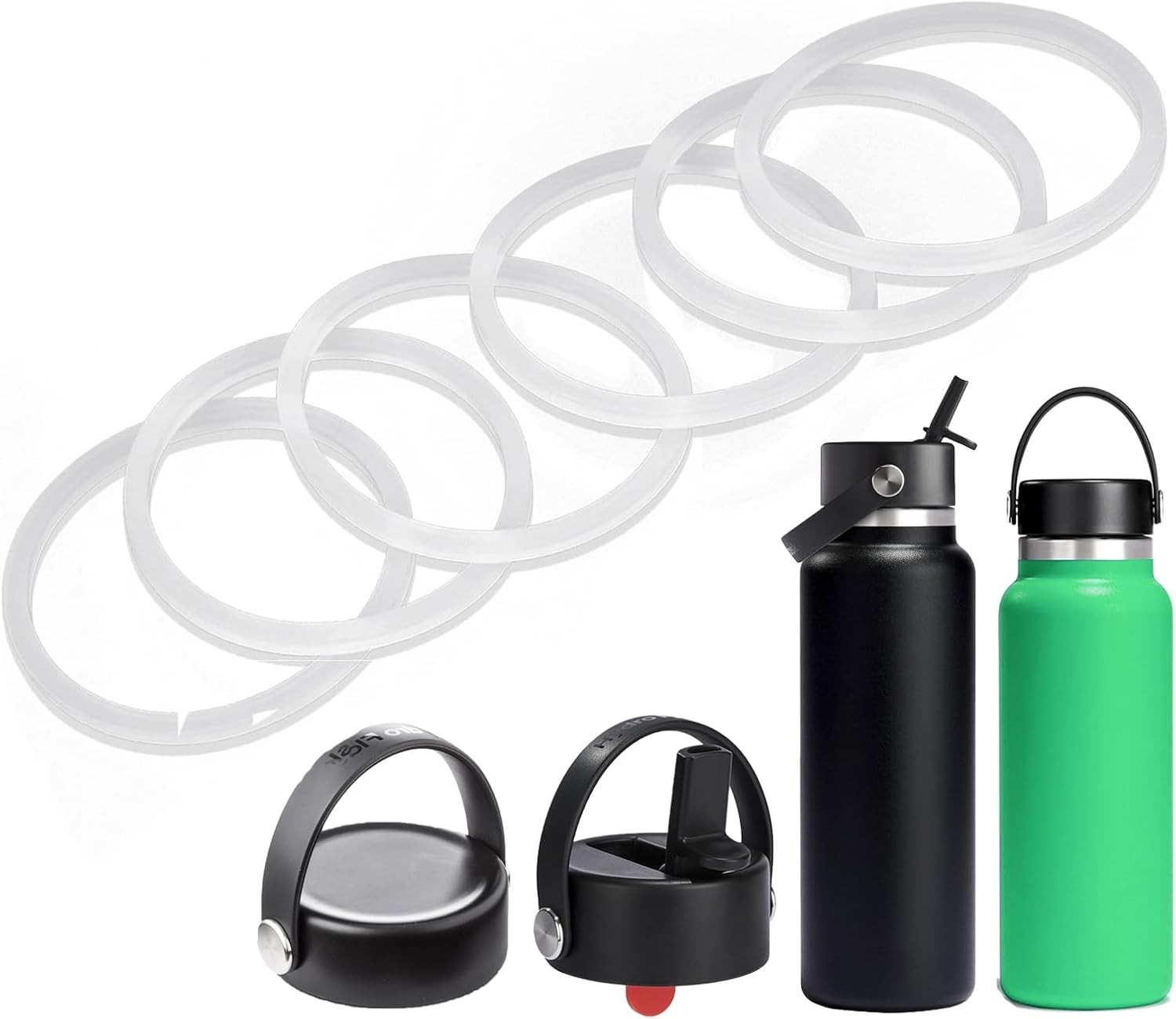 6 PCS Replacement Rubber Seal Fits Hydro Flask Wide Mouth Flex Caps, O Ring f...