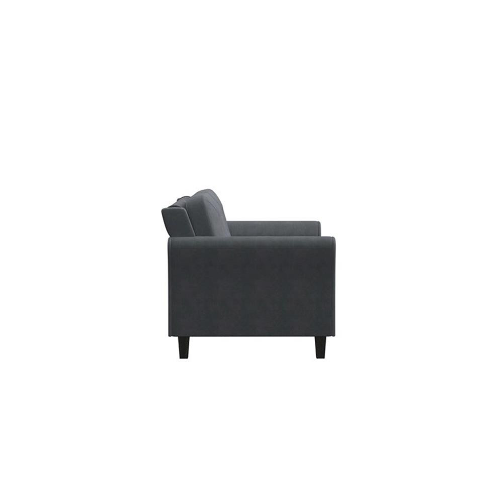 Bowery Hill Rolled Arm Contemporary Microfiber & Wood Loveseat in Dark Gray