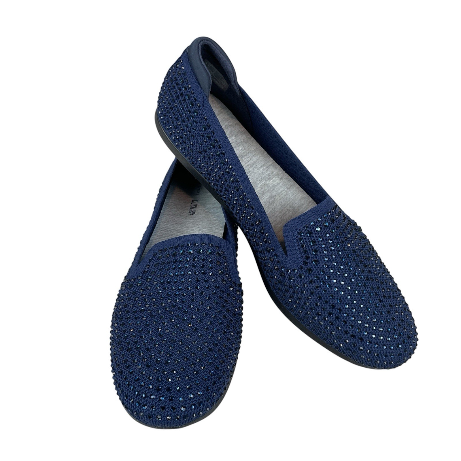 Clarks Cloud Steppers Embellished Women's 10 Blue Soft Cushion Slip On Shoes