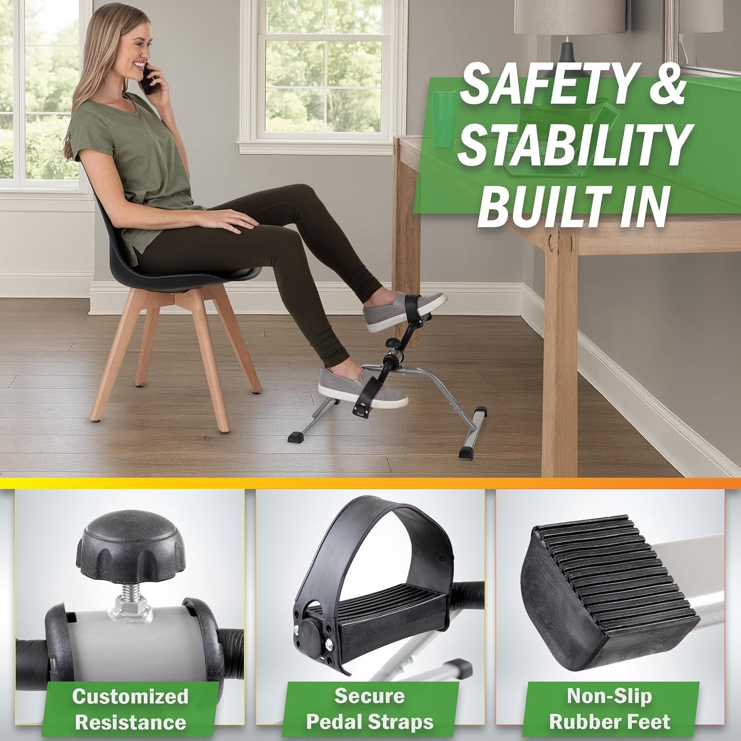 Mini Under Desk Exercise Bike - Compact, Adjustable Resistance & Calorie Tracker