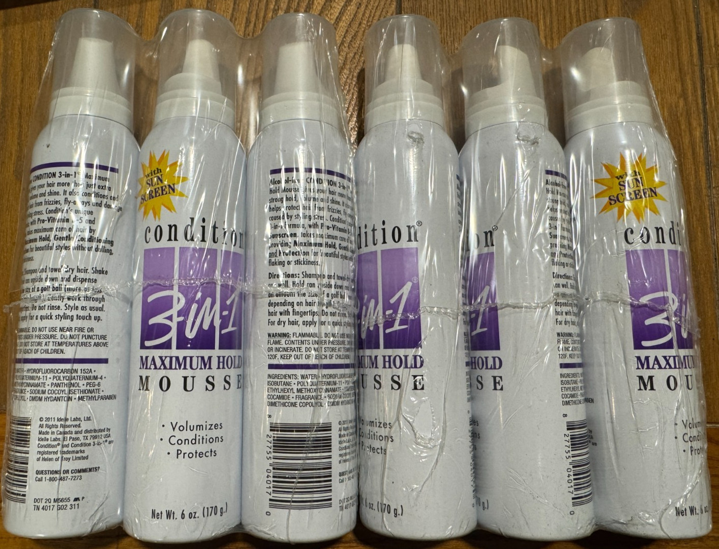 6 PACK Condition 3-in-1 Max Hold Mousse W Sunscreen 6oz Rare NEW DISCONTINUED