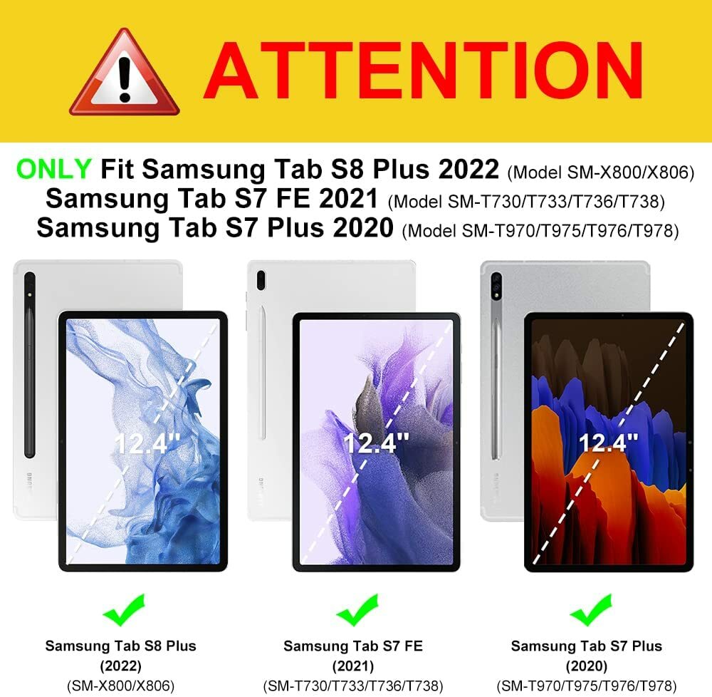 Case for Samsung Galaxy Tab S7 FE 12.4'' 2021 Shockproof Clear Back Shell Cover