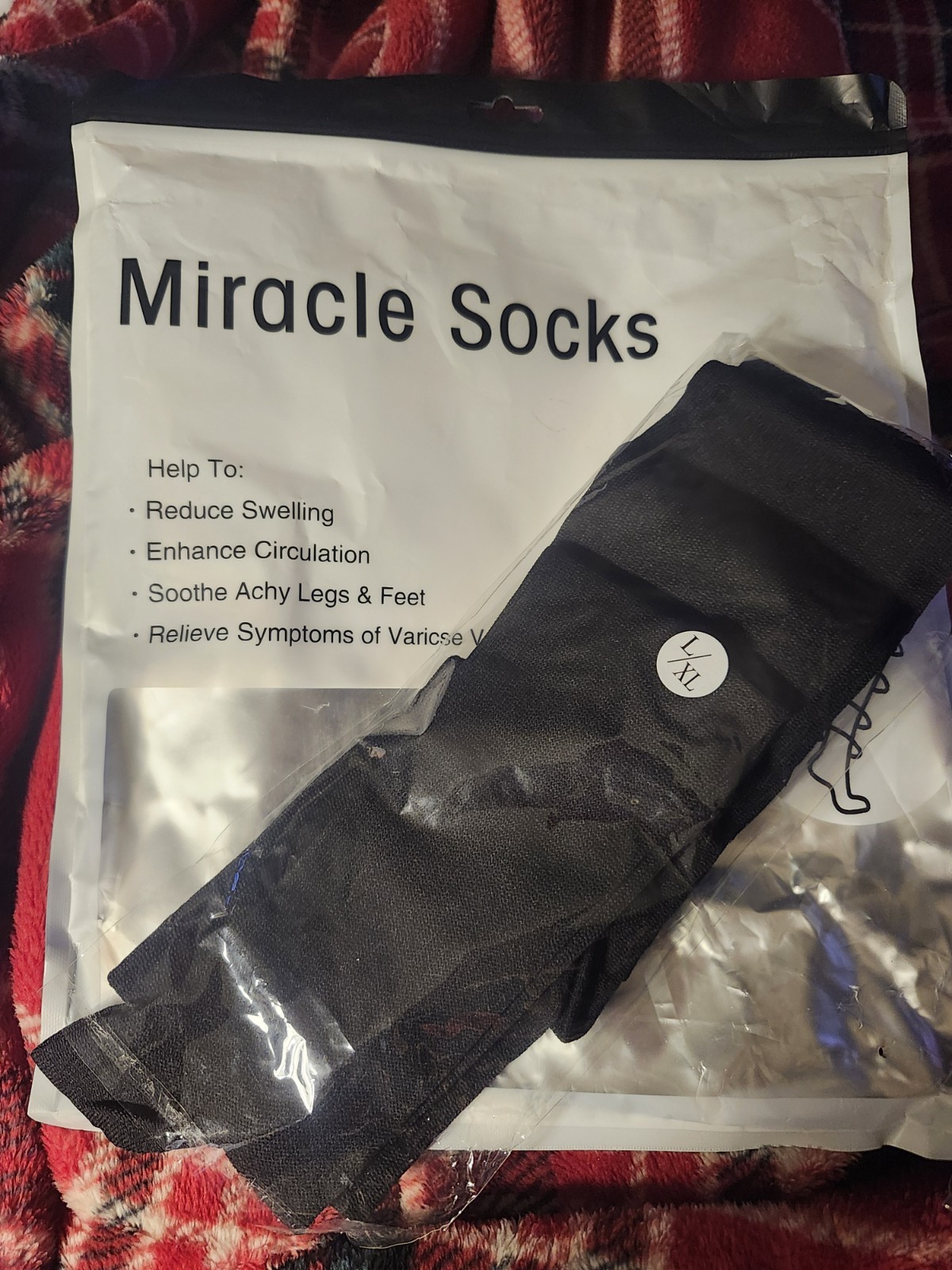 5 Pair-Miracle Compression Socks Black,White,Tan, Navy, Brown Color Size L/XL