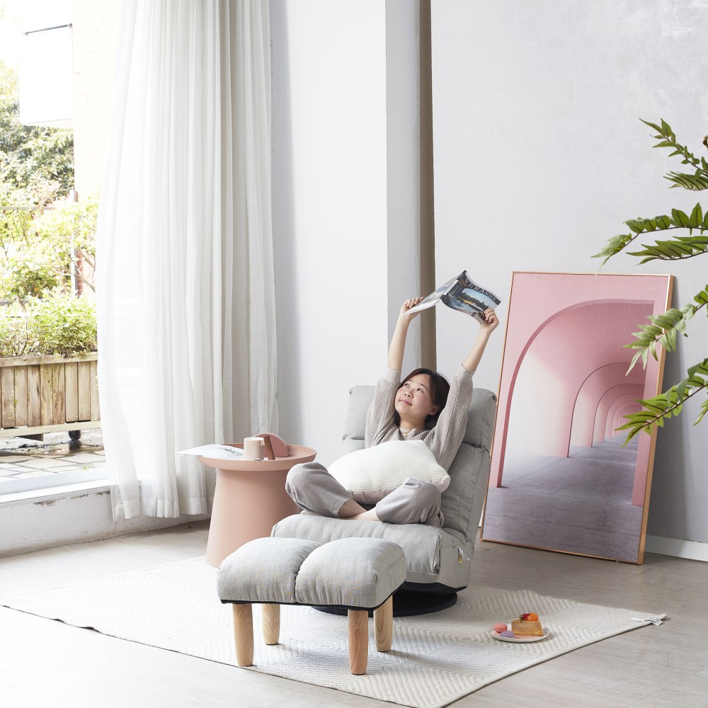 Lazy Sofa Balkon Freizeitstuhl Einzelsofa klappbar Relaxsessel mit Fußstütze-