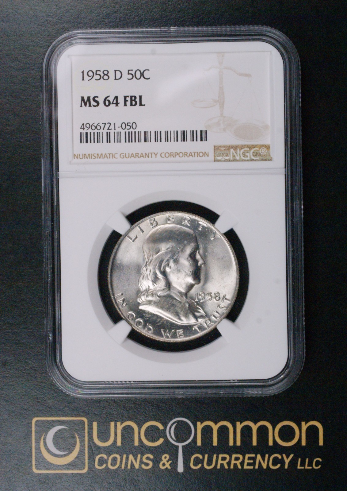 1958D MS 64 FBL Franklin Half Dollar   (UCC-FHD-1958D-MS64FBL-N-0143)