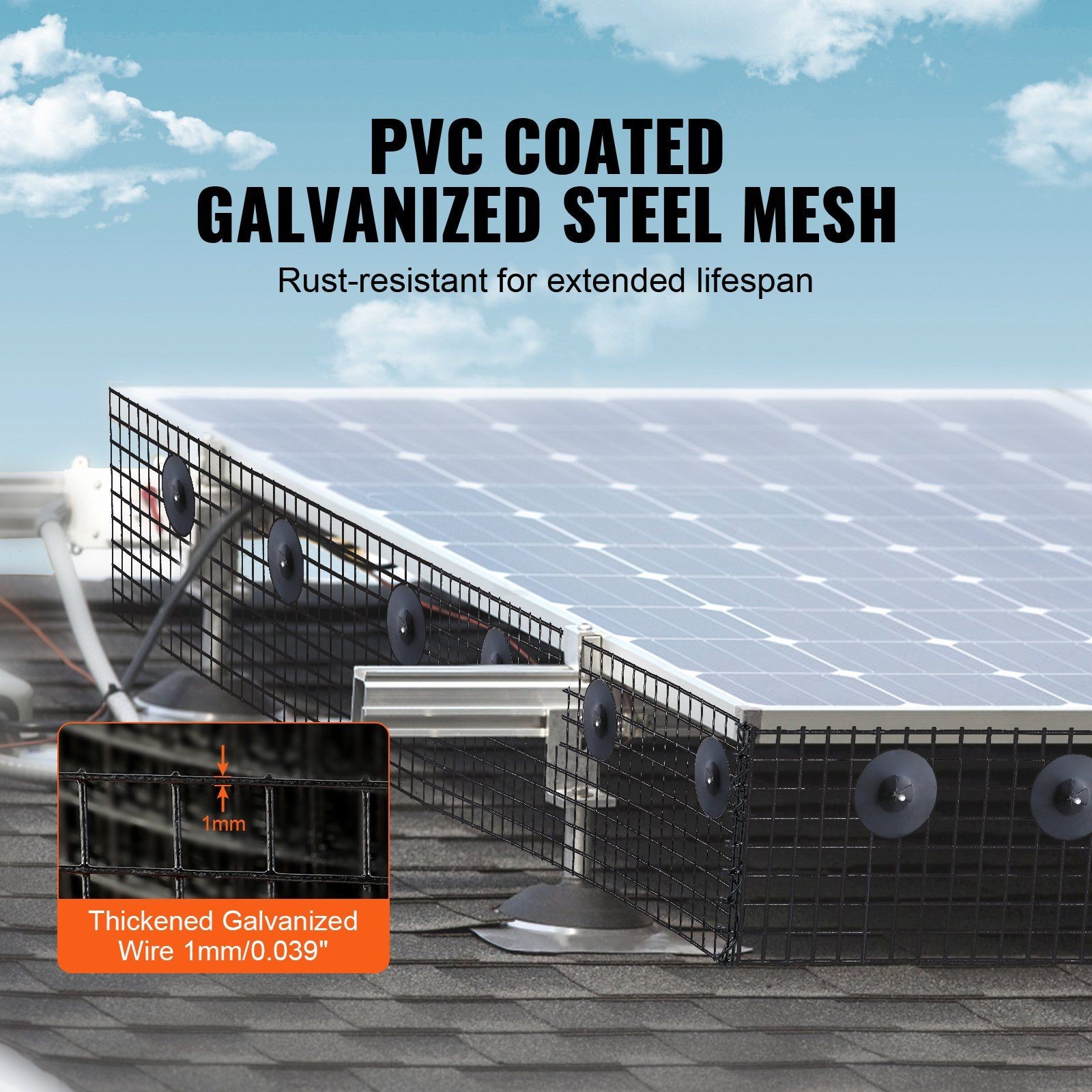 Compact Roll Solar Animal Deterrent 8in x 100ft 1/2in Diamond Grid