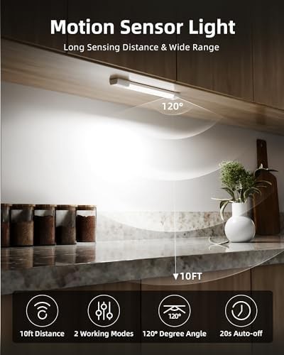 EZVALO 3 Pack 8” Motion Sensor Light Indoor Rechargeable, Stick on Under Cabi...