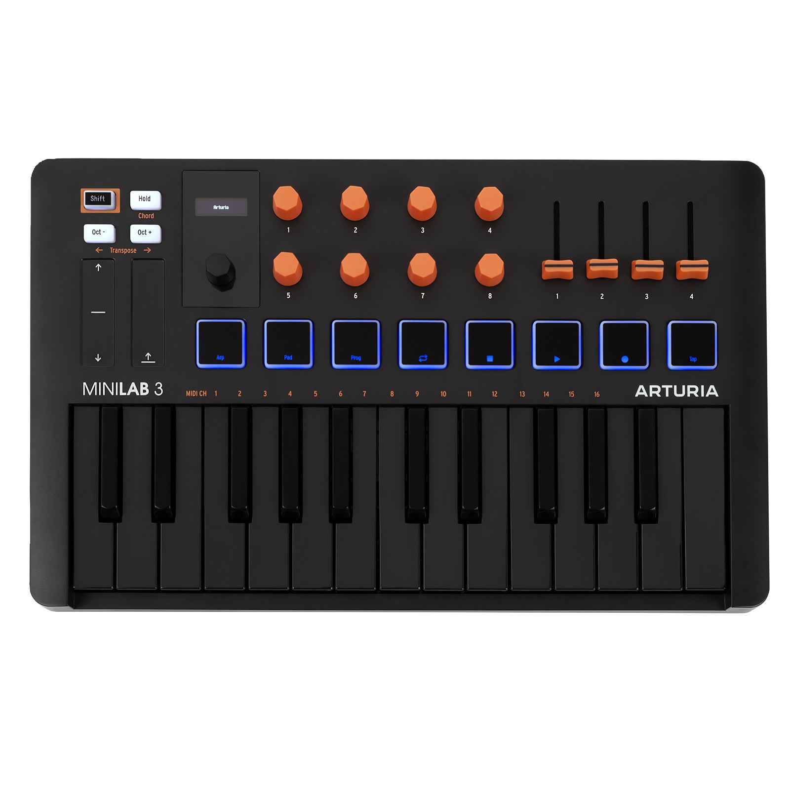 Arturia MiniLab 3 Orange Edition 25 Key MIDI Keyboard Controller with Case