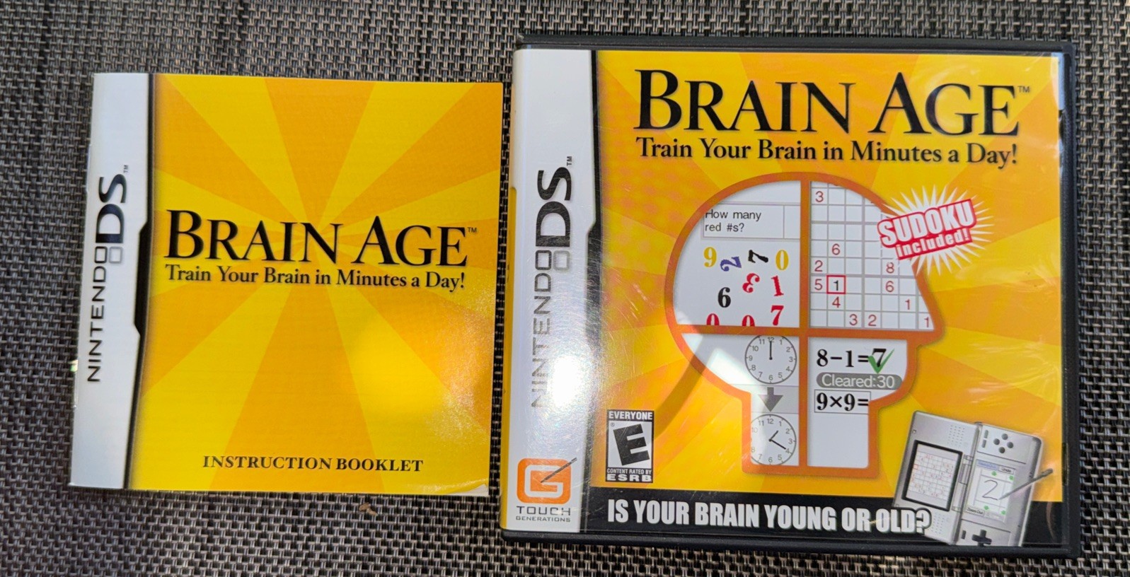 Brain Age Nintendo DS Manual & Case ONLY—NO GAME INCLUDED
