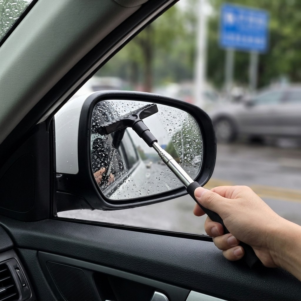 1pc Extendable Multifunctional Car Rearview Mirror Wiper Snow Ice Water Scraper