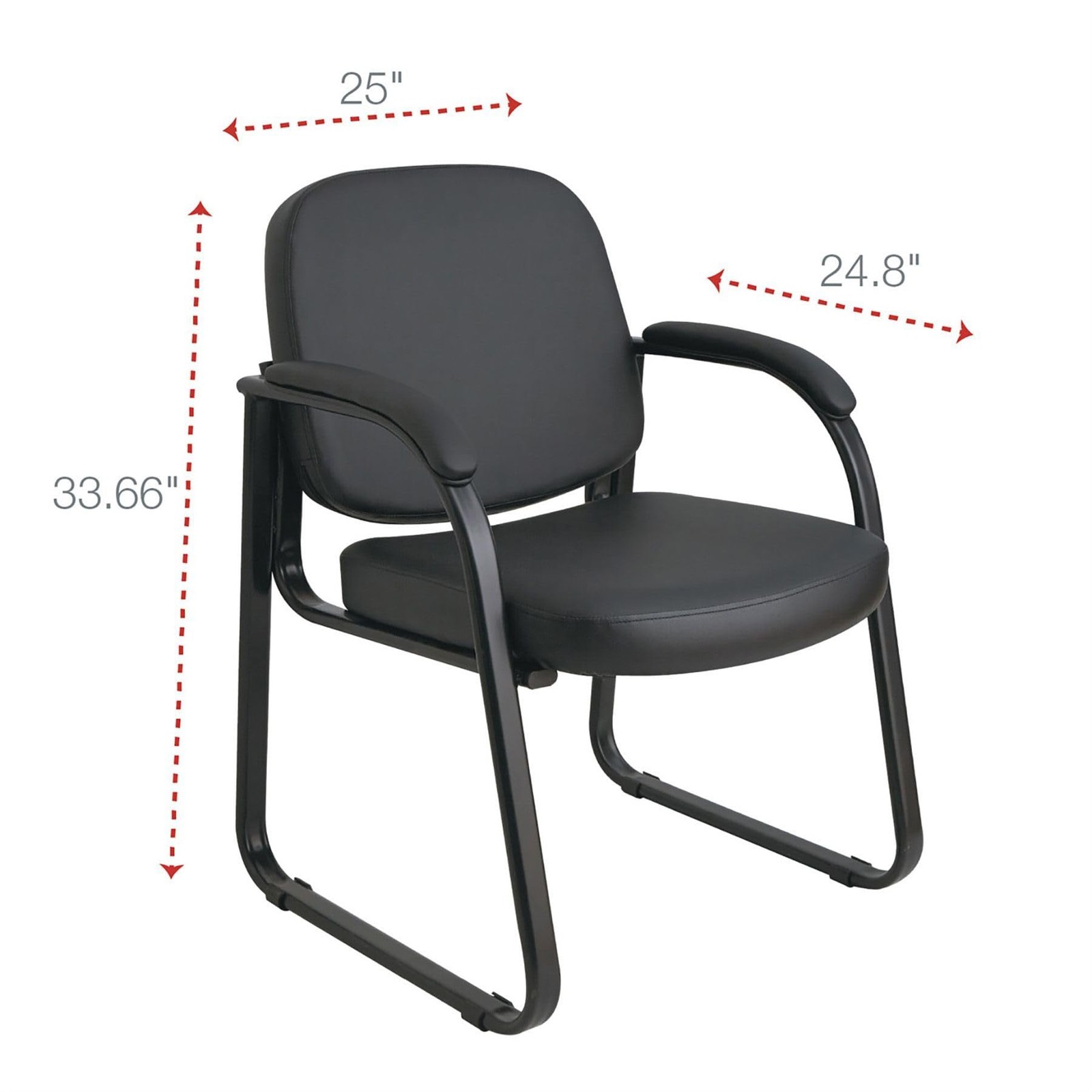 Alera Genaro Series Faux Leather Half-Back Sled Base Guest Chair Black
