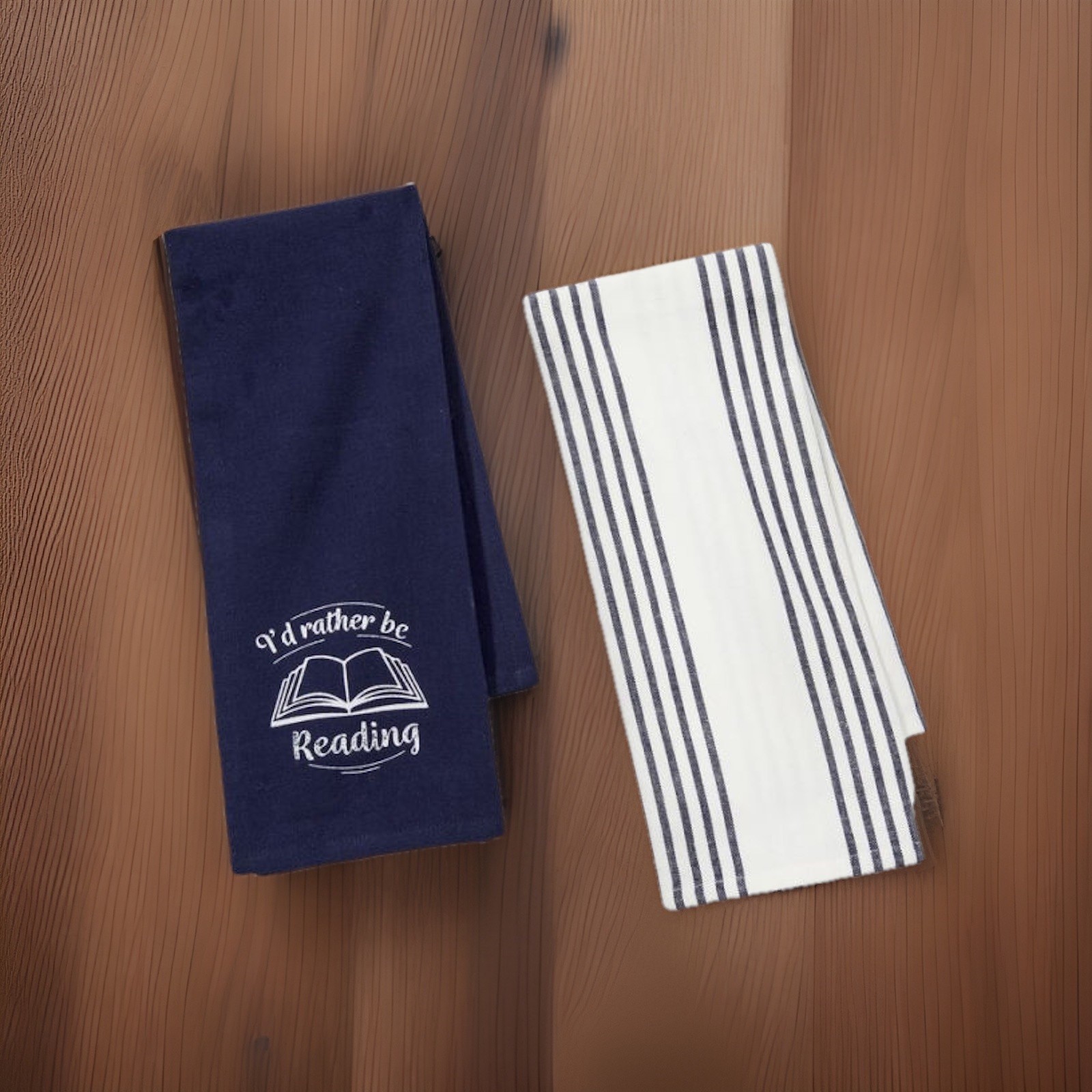 Barnes And Noble Bar/Tea Towels Set Of 2  28×18" "I'd Rather Be Reading"