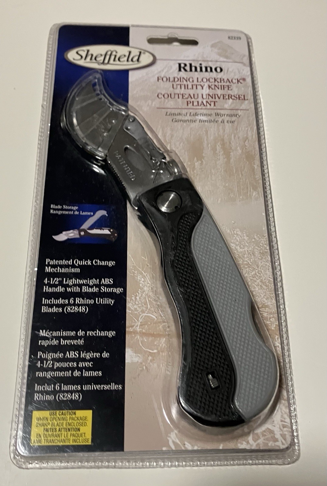 Sheffield 82339 Folding Lockback Utility Knife w 6 Blades NEW