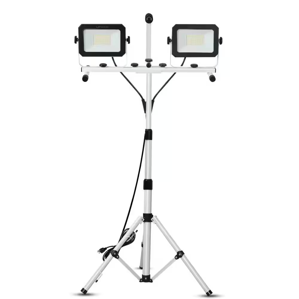 10000 Lumen Dual-Head LED Work Light 120 Volt with Adjustable Waterproof Tripod