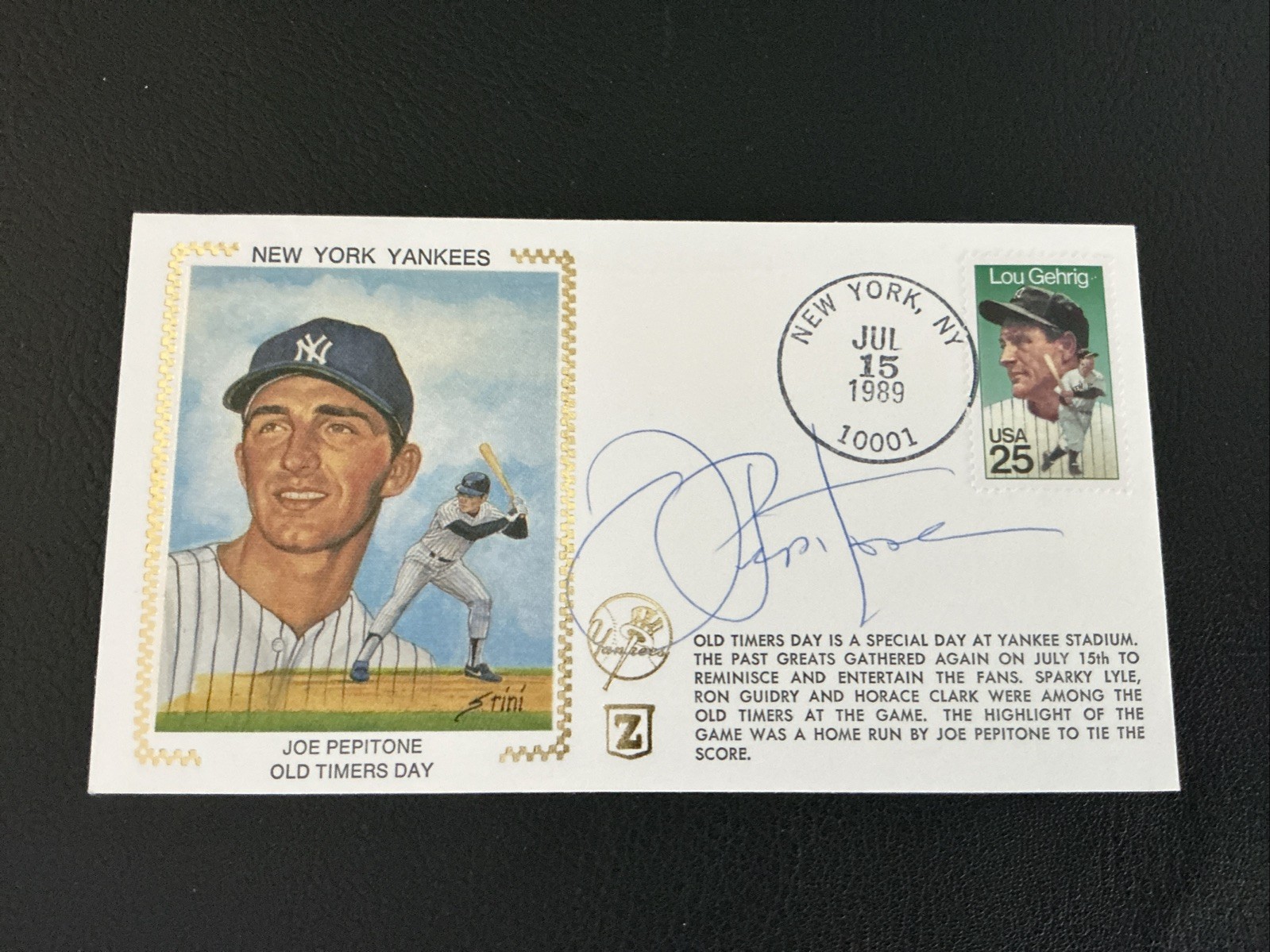 VINTAGE FIRST DAY COVER FDC HAND SIGNED JOE PEPITONE 1989