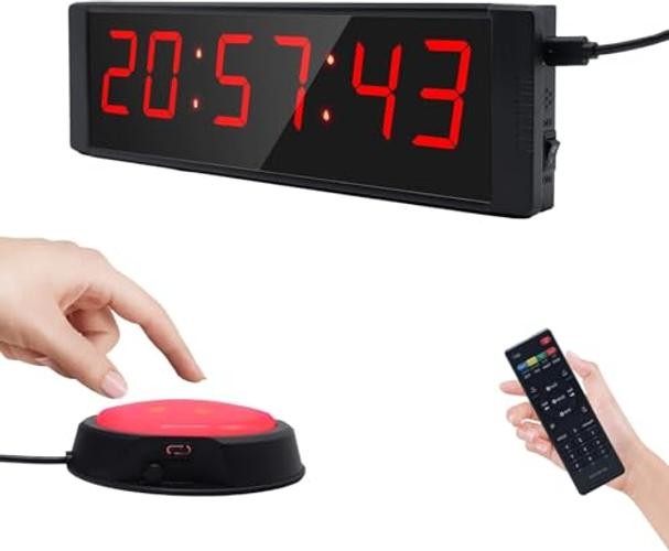 Large Stopwatch with Start/Stop Button, LED Digital Timer with Remote, Plug-in