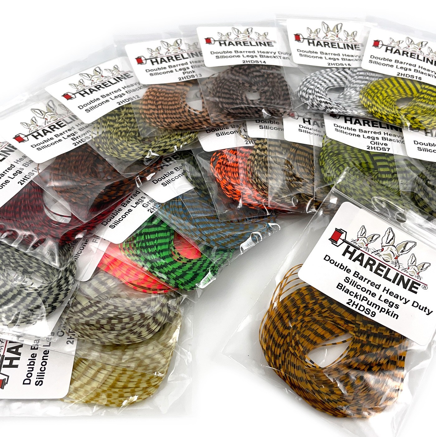 DOUBLE BARRED HEAVY DUTY SILICONE LEGS - Hareline Fly Tying Rubber Jig Skirt NEW