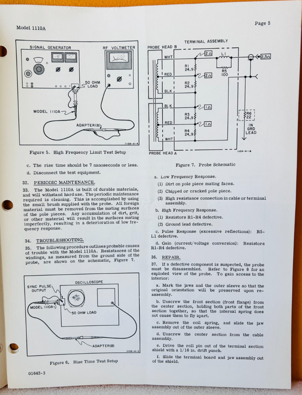 HP 01110-90902 1968 Model 110A Current Probe Operating Note Manual.