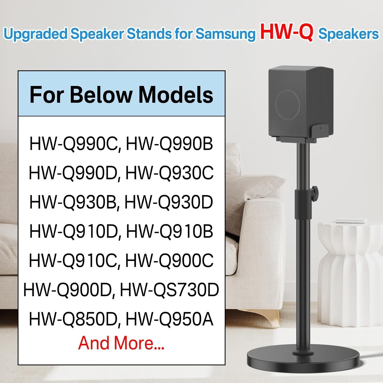 Height Adjustable Speaker Stands for Samsung HW Q990D/Q990C/Q930C - Heavy-Duty F