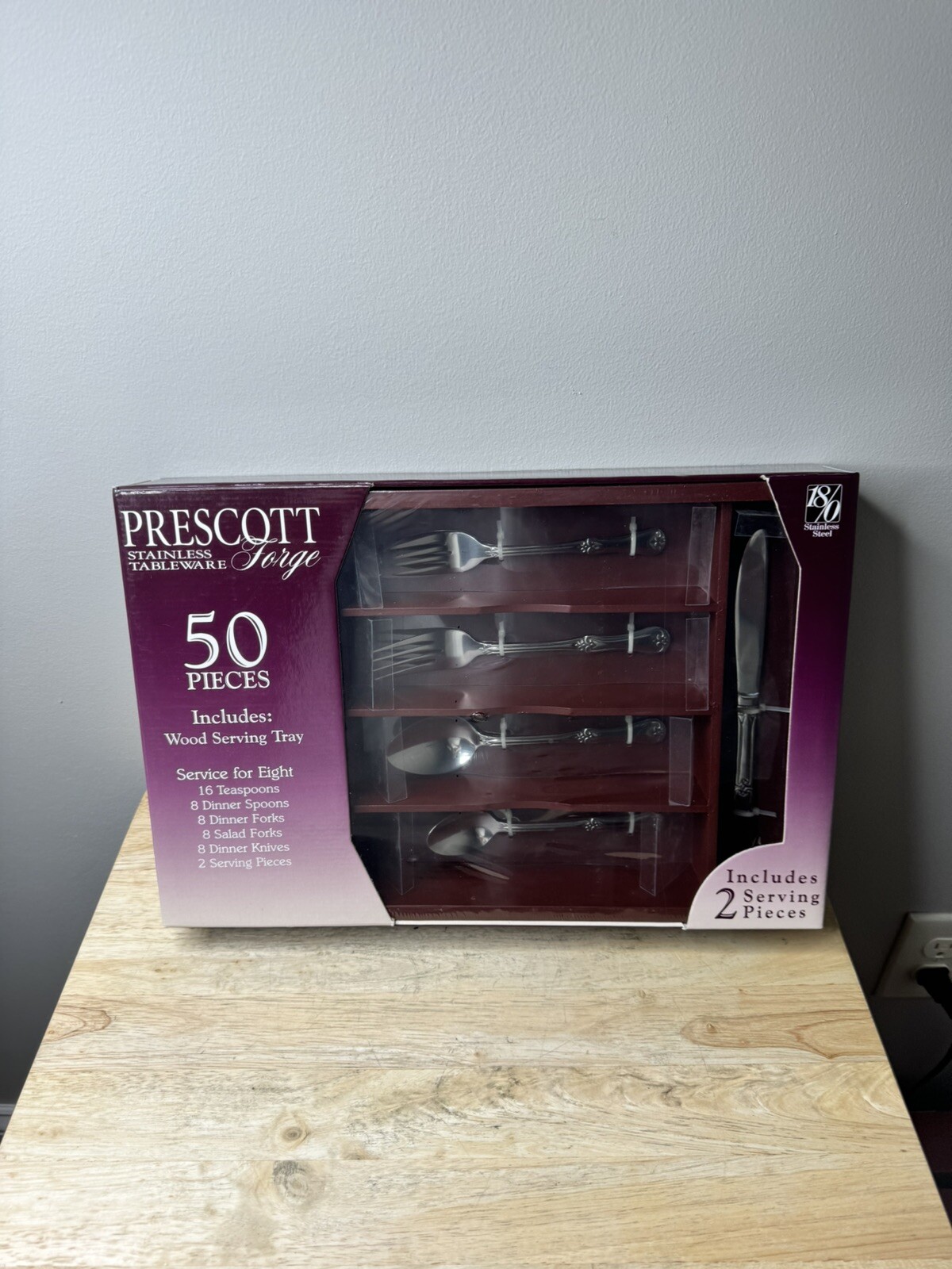 Prescott Forge 50 Piece Flatware Set Hostess Set Stainless Service For 8