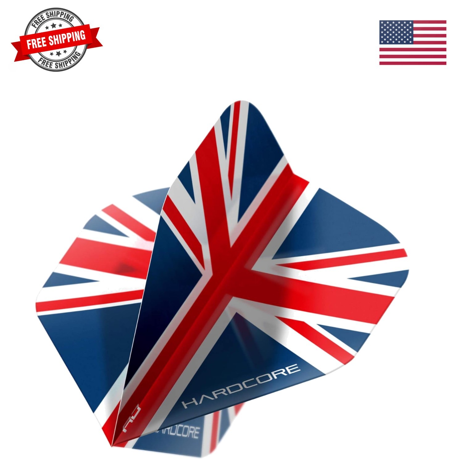 Hardcore Union Jack Extra Thick Standard Dart Flights - 5 Sets Per Pack 15 Da...